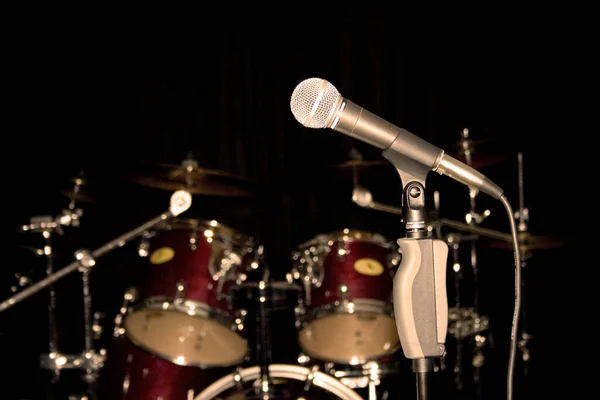 Microphone Stage Blurred Background — Stock Photo, Image