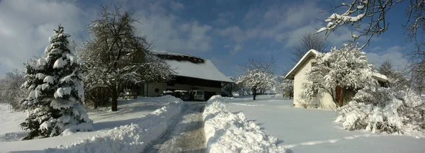 Panorama Colina Paisagem Inverno — Fotografia de Stock