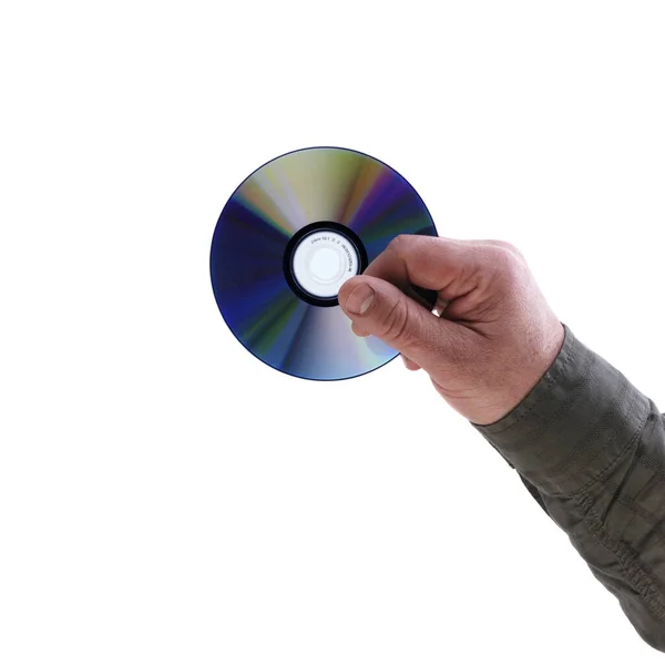 Hand Holding Compact Disc Isolated White Background — Stock Photo, Image