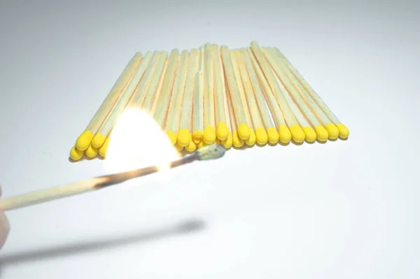 Burning Wooden Matches Flammable Objects — Stock Photo, Image