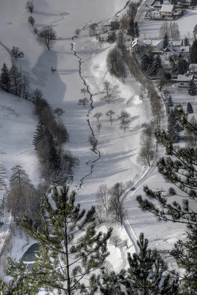 Vista Aerea Delle Montagne Innevate Inverno — Foto Stock