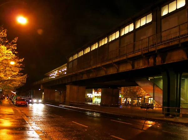 Trafikljus Natten — Stockfoto