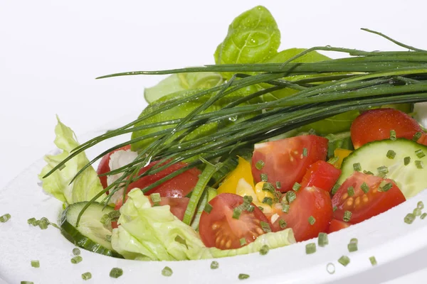 Salada Com Tomates Pepinos — Fotografia de Stock