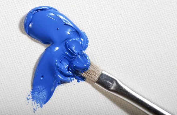 Cepillo Pintura Líquido Azul Vidrio — Foto de Stock