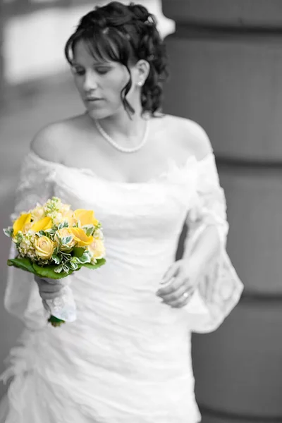 Buket Pengantin Dengan Bunga Flora Pernikahan — Stok Foto