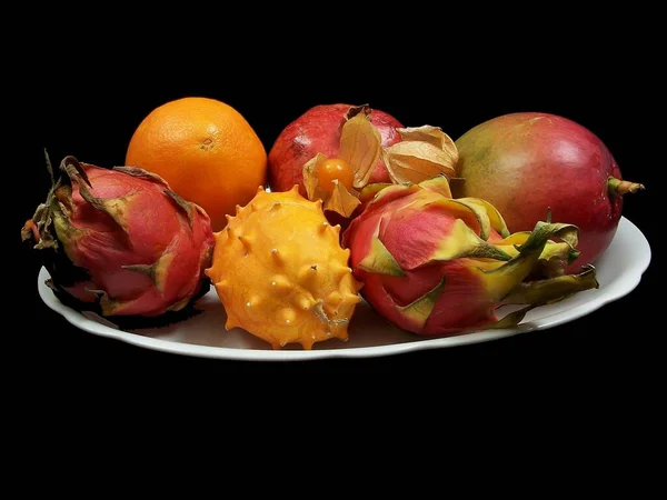 Frutta Fresca Fiori Drago Rosso Giallo — Foto Stock
