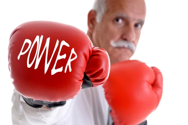 Důchodce Boxerskými Rukavicemi — Stock fotografie
