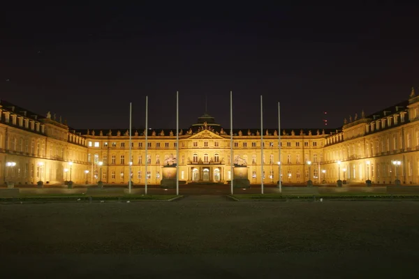 Nya Slottet Stuttgart Natten — Stockfoto