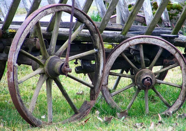 Vieille Roue Chariot Bois — Photo