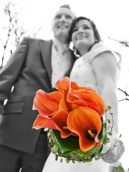 Bouquet Sposa Con Fiori Flora Matrimoniale — Foto Stock