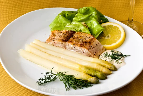 Salmon Asparagus Salad — Stock Photo, Image