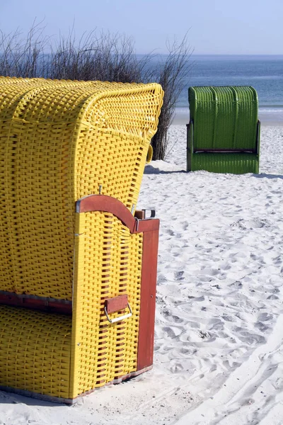 Dwa Krzesła Plażowe Plaży Helgoland — Zdjęcie stockowe