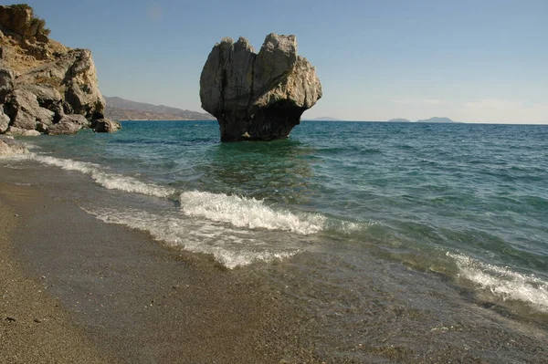 Skały Plaży Preveli Krecie — Zdjęcie stockowe