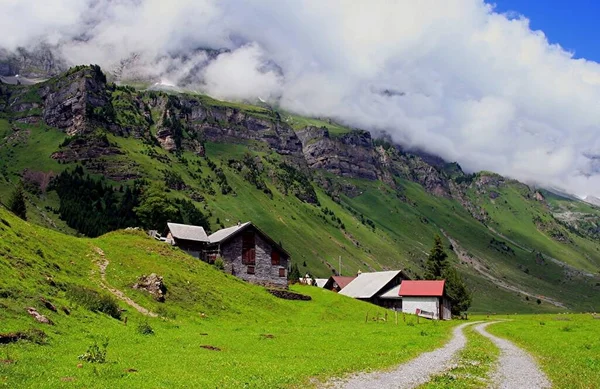 Widok Alpy Najwyższe Najbardziej Rozległe Góry — Zdjęcie stockowe