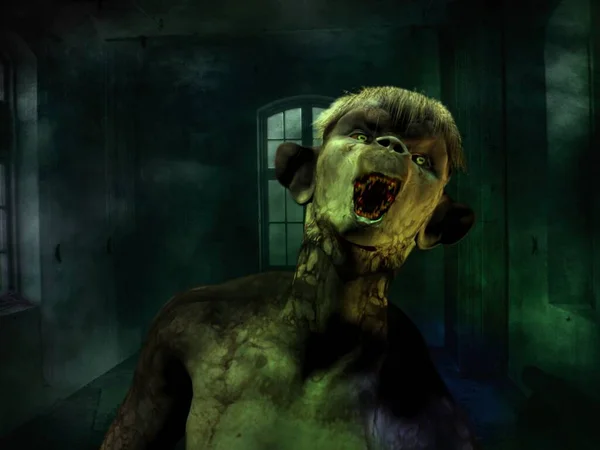 Страшний Зомбі Чоловік Черепом — стокове фото