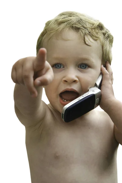 Dítě Mobilním Telefonem — Stock fotografie