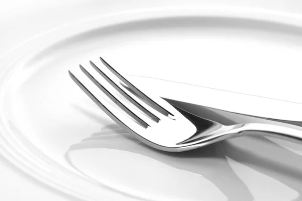 Silver Cutlery Plates Stock Picture