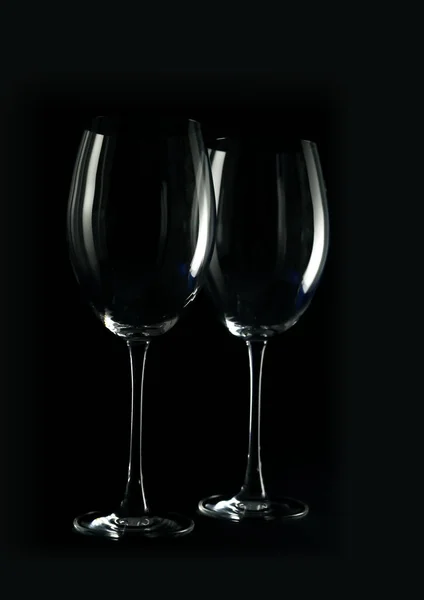 Prázdné Víno Sklo Černém Pozadí — Stock fotografie