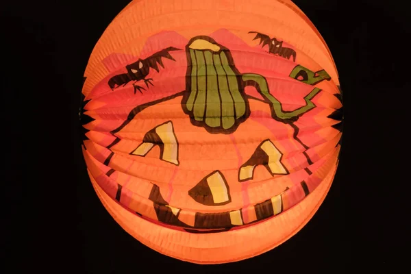 Laranja Halloween Luz Com Elementos Abóbora — Fotografia de Stock