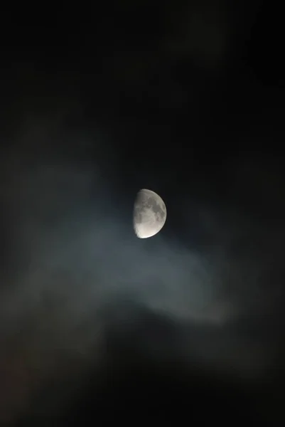 Phase Lune Dans Ciel Satellite Naturel Corps Astronomique — Photo