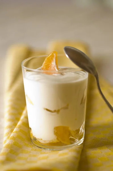 Yogur Frutas Vidrio — Foto de Stock