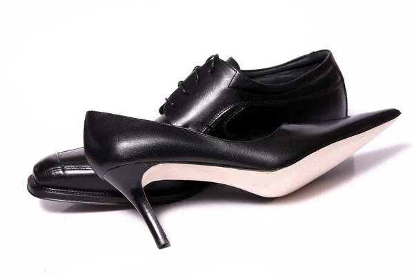 Чорні Туфлі Ізольовані Білому Тлі — стокове фото