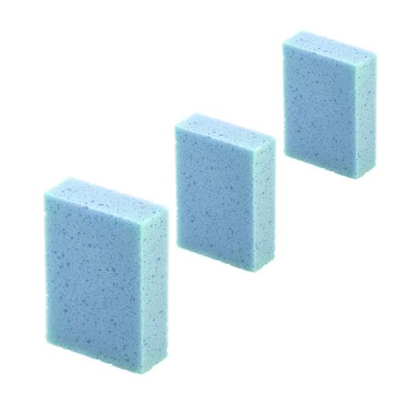 Tres Esponjas Azules Sobre Fondo Blanco — Foto de Stock