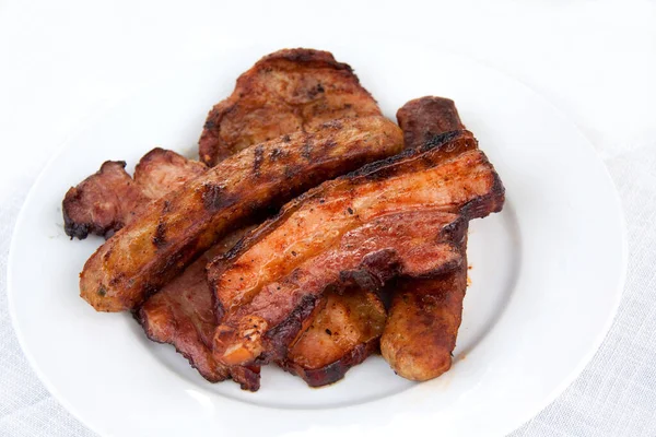 Grelha Salsicha Schnitzel Bacon — Fotografia de Stock