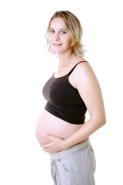 Zwangere Vrouw Met Een Stethoscoop — Stockfoto