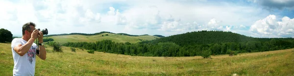 Vue Sur Paysage Magnifique Avec Des Montagnes — Photo