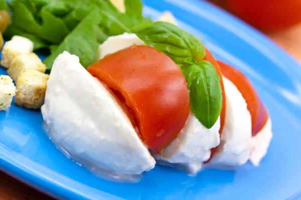 Tomaten Käse Salat Mit Basilikum — Stockfoto