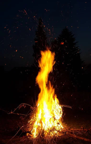 Tábortűz Égő Tűz Láng — Stock Fotó