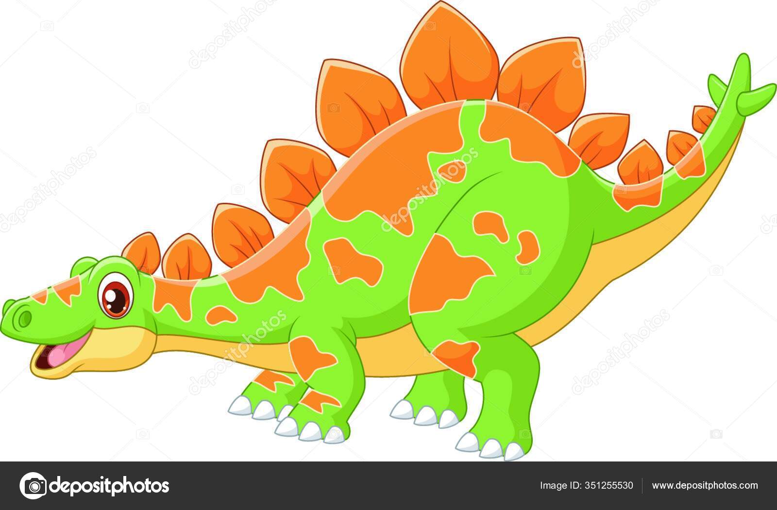 Bonito desenho de dinossauro verde em fundo branco