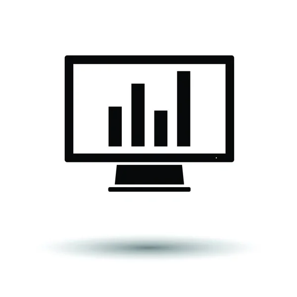 Monitor Met Analytics Diagram Icoon Witte Achtergrond Met Schaduwontwerp Vectorillustratie — Stockvector