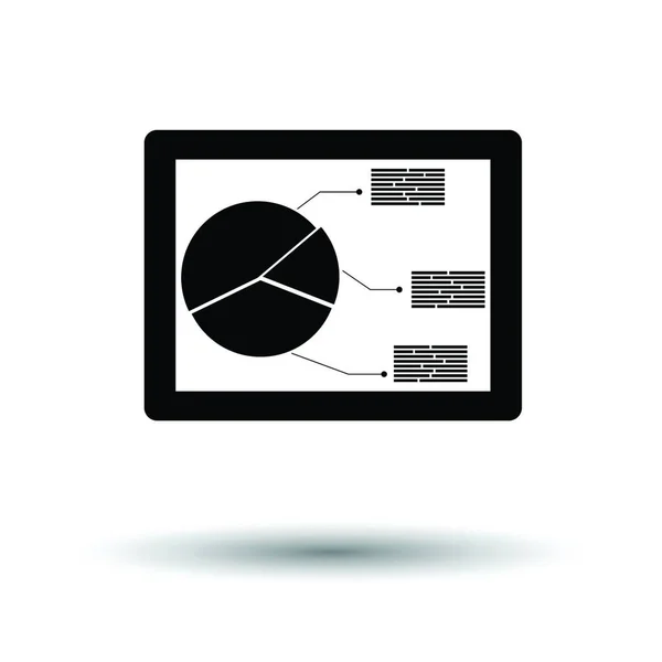 分析図アイコン付きタブレット 影のデザインの白い背景 ベクターイラスト — ストックベクタ