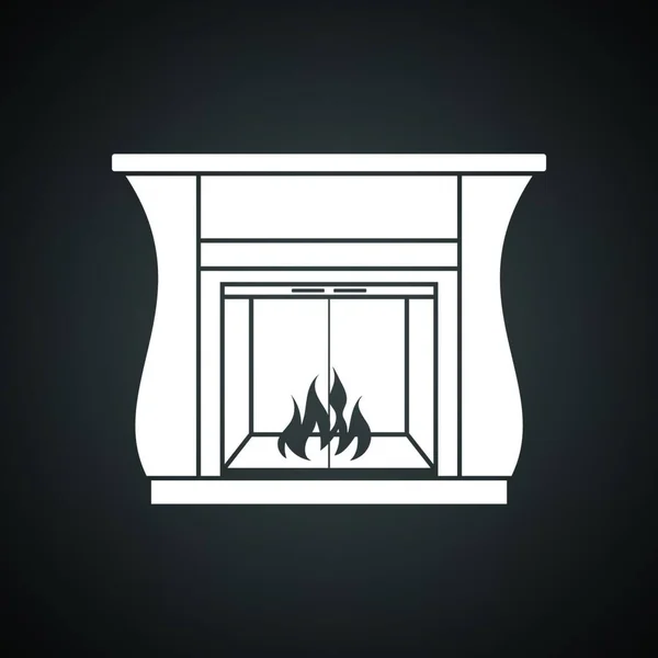 Fireplace Doors Icon Black Background White Vector Illustration — Stock Vector