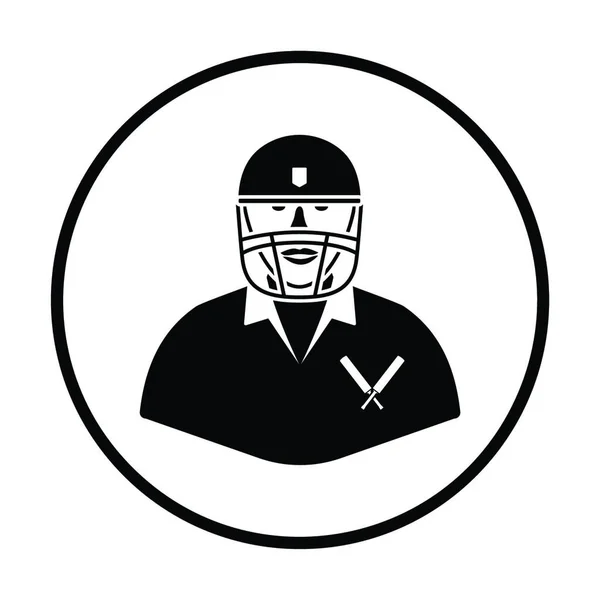 Ikona Hráče Kriketu Design Tenkého Kruhu Vektorová Ilustrace — Stockový vektor