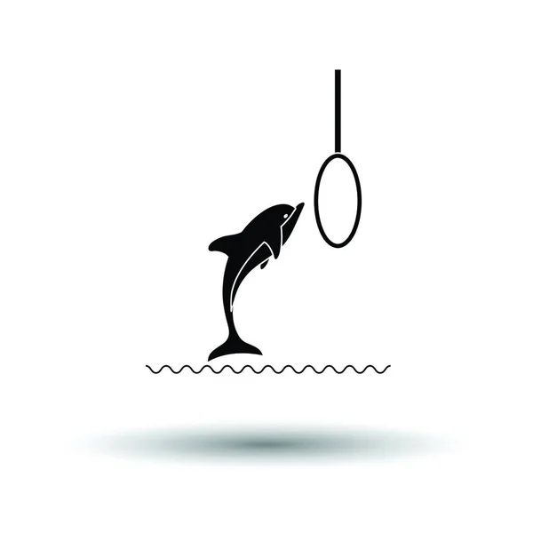 Прыжок Дельфина Белый Фон Тенью Векторная Иллюстрация — стоковый вектор