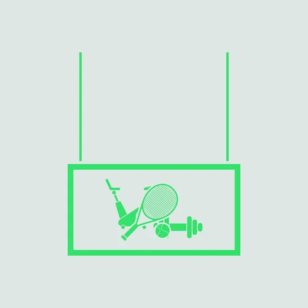 Deporte Icono Del Departamento Mercado Bienes Fondo Gris Con Verde — Vector de stock