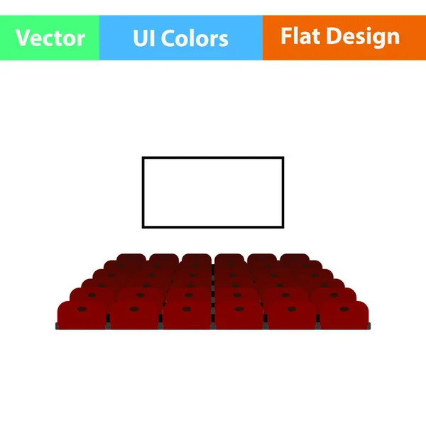 Cinema Auditorium Icon Vlakke Kleur Ontwerp Vector Illustratie — Stockvector