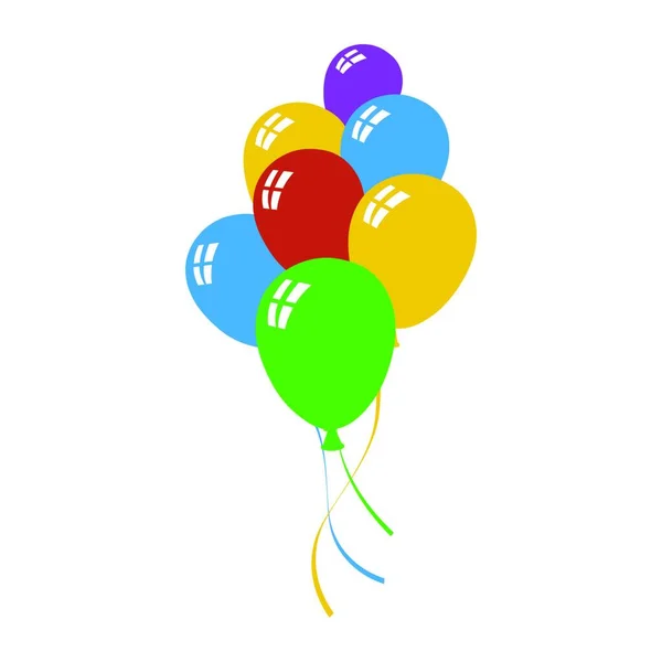 Party Luftballons Und Sterne Ikone Flache Farbgestaltung Vektorillustration — Stockvektor