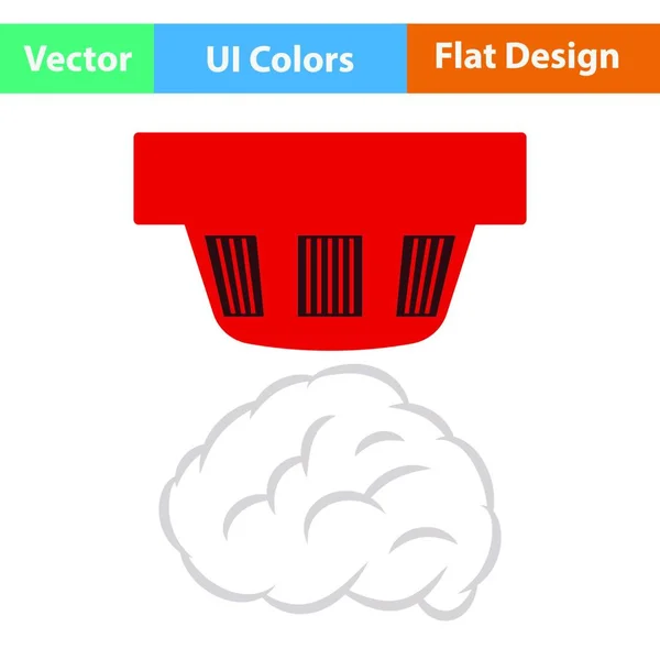 Icône Capteur Fumée Conception Couleur Plate Illustration Vectorielle — Image vectorielle