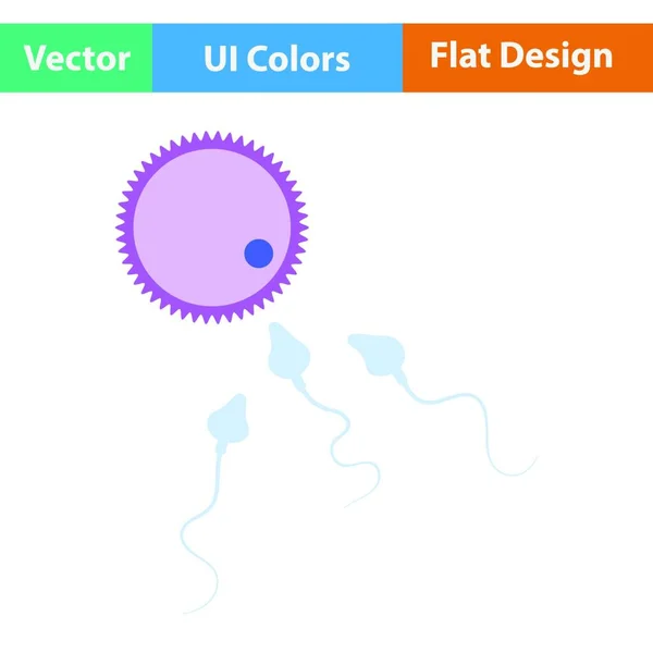 精子和卵子细胞图标 平面色彩设计 病媒图解 — 图库矢量图片
