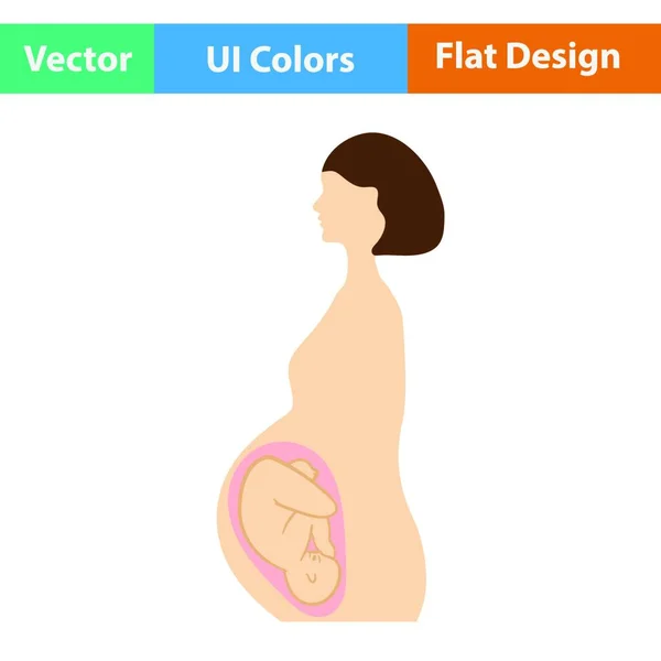 Έγκυος Γυναίκα Παιδικό Εικονίδιο Επίπεδη Σχεδίαση Χρωμάτων Εικονογράφηση Διανύσματος — Διανυσματικό Αρχείο