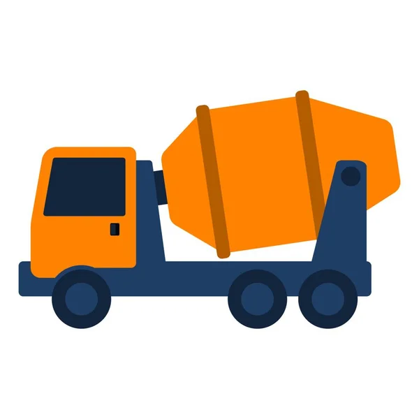 Ikoon Van Beton Mixer Truck Vlakke Kleur Ontwerp Vectorillustratie — Stockvector