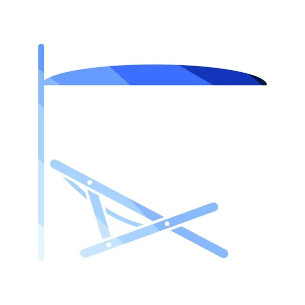 Sea Beach Lænestol Med Paraply Ikon Flad Farve Design Illustration – Stock-vektor