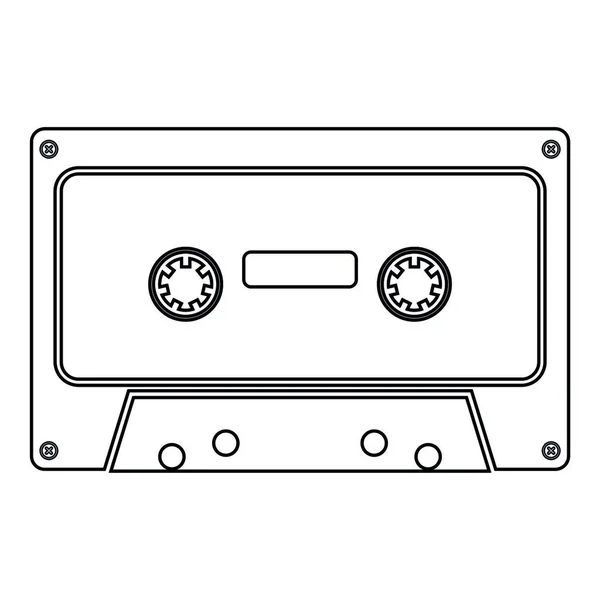 Retro Audio Cassette Icono Negro Color Vector Ilustración Plano Estilo — Archivo Imágenes Vectoriales
