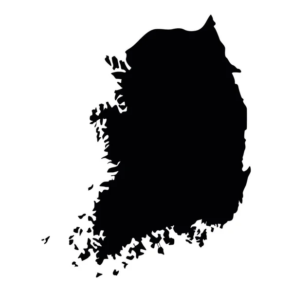 Kaart Van Zuid Korea Zwarte Kleur Vector Illustratie Vlakke Stijl — Stockvector