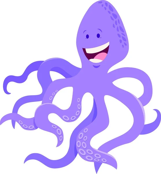 Desenhos Animados Ilustração Happy Octopus Sea Animal Character —  Vetores de Stock