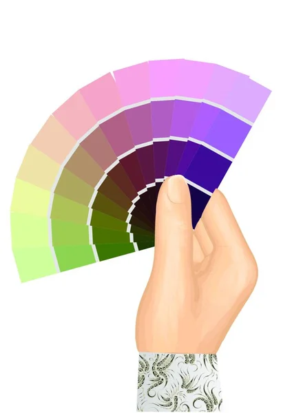 Hand Und Farbtabelle Auf Weißem Hintergrund — Stockvektor